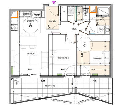 Appartement - 59 m² - 3 pièces