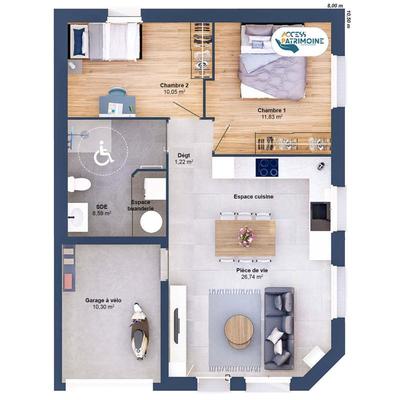 Maison - 58 m² - 4 pièces