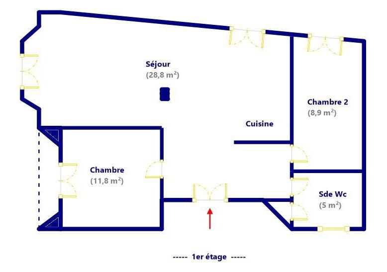 Appartement - 56 m² - 3 pièces