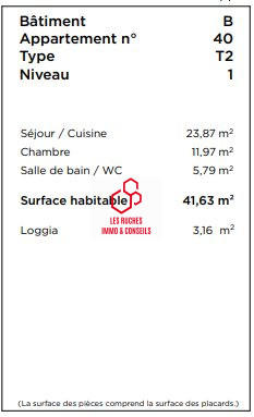 Appartement - 42 m² - 2 pièces