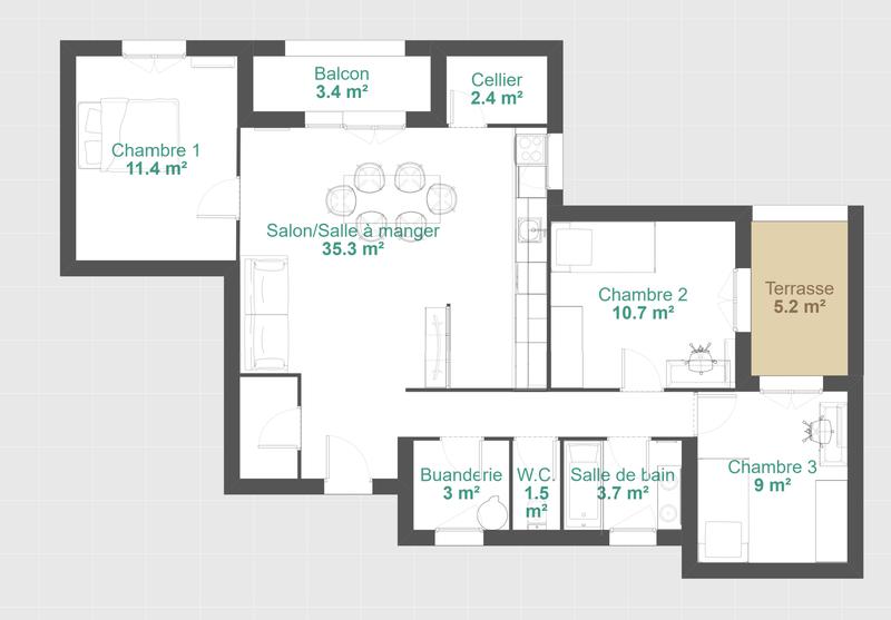 Appartement - 87 m² - 4 pièces
