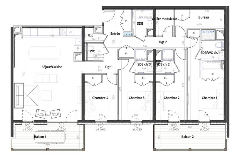 Appartement - 135 m² - 5 pièces