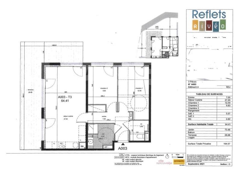 Appartement - 64 m² - 3 pièces