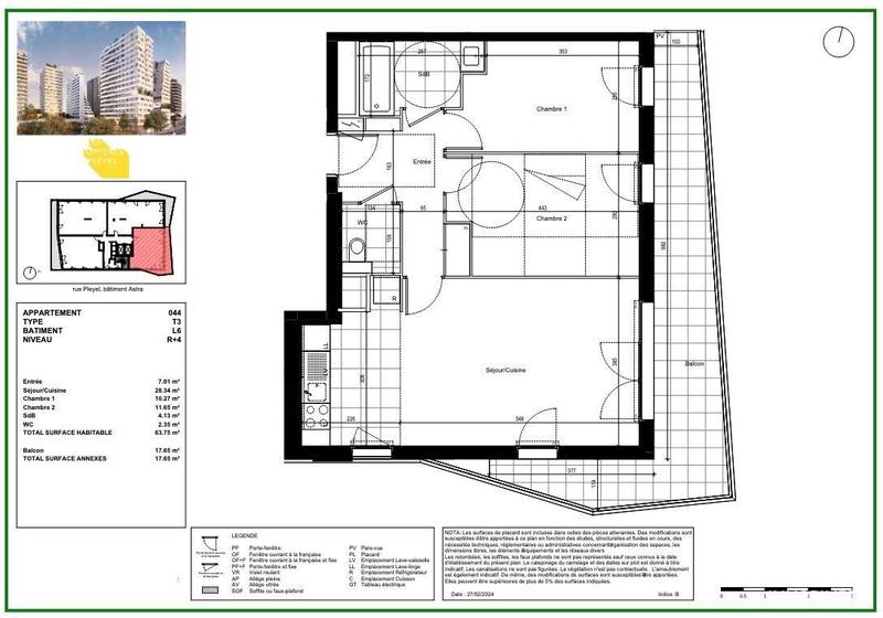 Appartement - 64 m² - 3 pièces