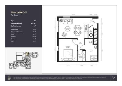 Appartement - 47 m² - 2 pièces