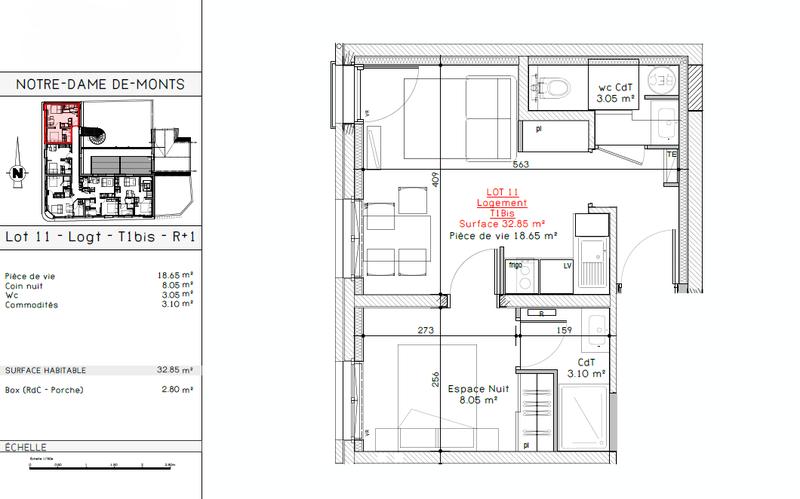 Appartement - 33 m² - 2 pièces