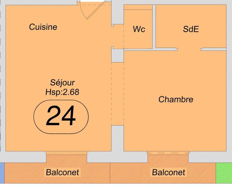 Appartement - 26 m² - 2 pièces