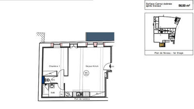 Appartement - 57 m² - 2 pièces