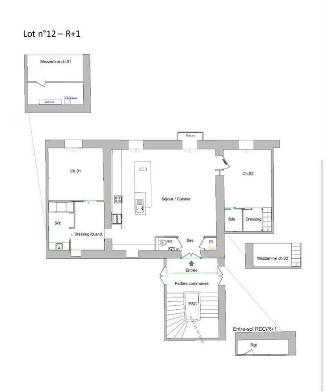 Appartement bourgeois - 95 m² - 3 pièces