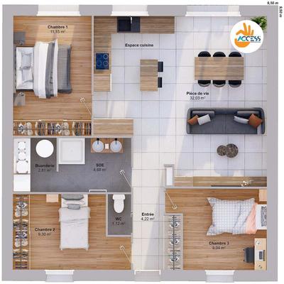 Maison - 74 m² - 5 pièces