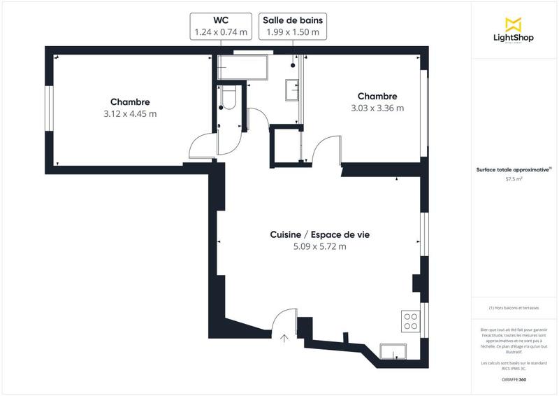 Appartement - 58 m² - 3 pièces