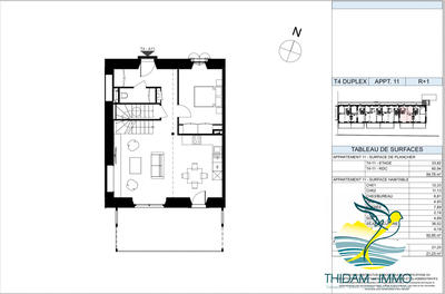 Duplex - 93 m² - 4 pièces