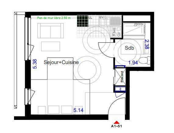 Appartement - 30 m² - 1 pièce