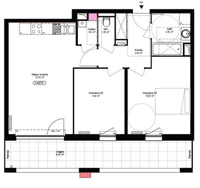 Appartement - 62 m² - 3 pièces