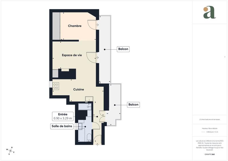 Appartement - 27 m² - 2 pièces