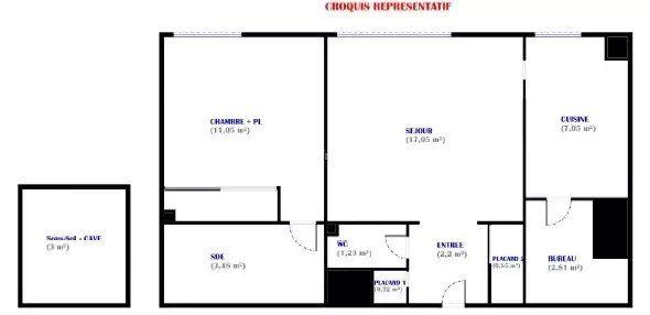 Appartement - 46 m² - 2 pièces