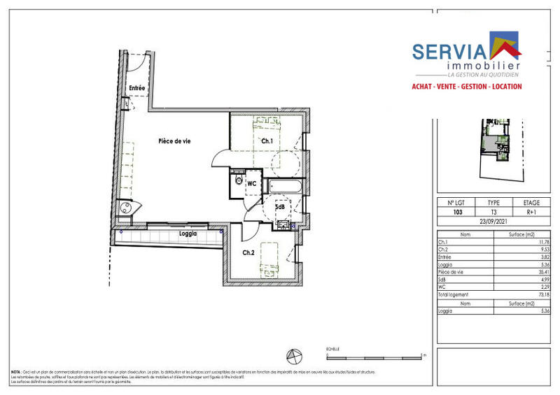 Appartement - 73 m² - 3 pièces