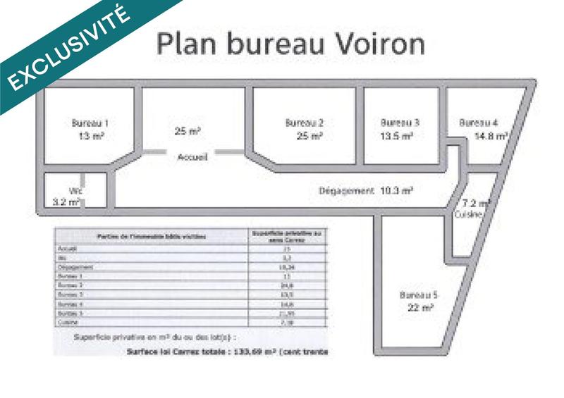 Bureau - 134 m² - 6 pièces