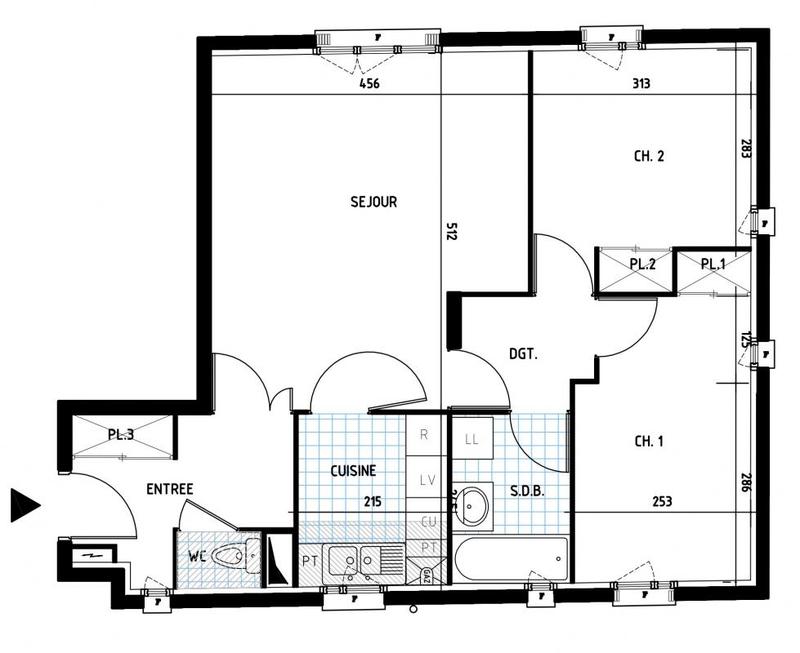 Appartement - 61 m² - 3 pièces