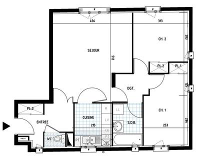 Appartement - 61 m² - 3 pièces