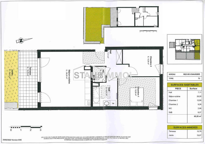 Appartement - 65 m² - 3 pièces