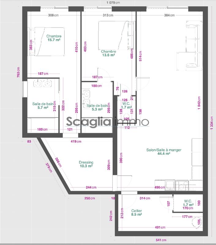 Appartement - 85 m² - 3 pièces