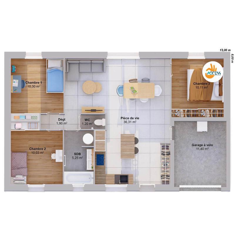 Maison - 75 m² - 5 pièces