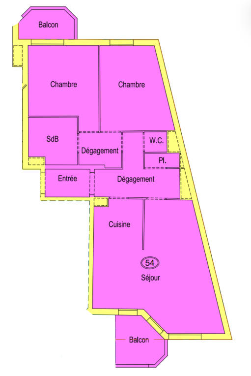Appartement - 62 m² - 3 pièces