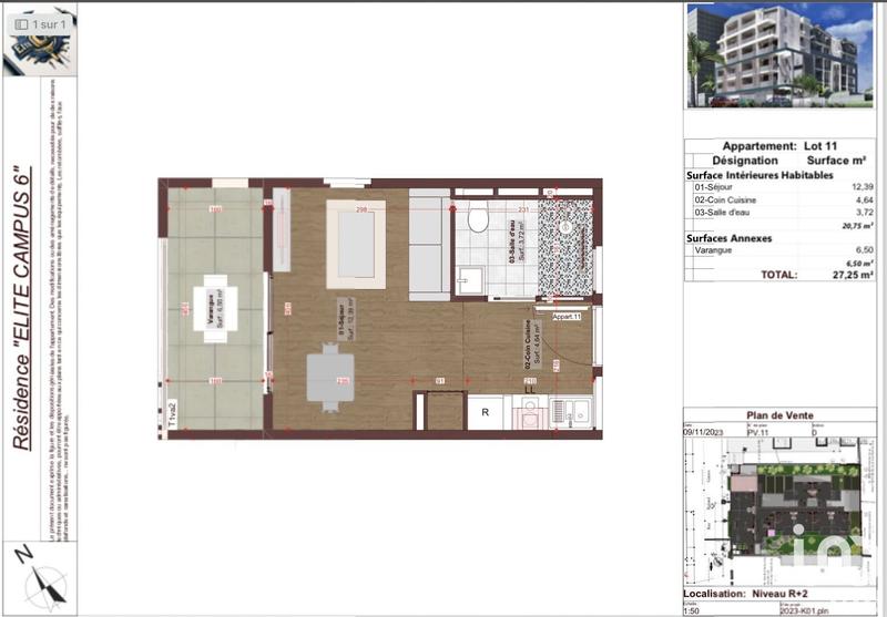 Appartement - 30 m² - 1 pièce