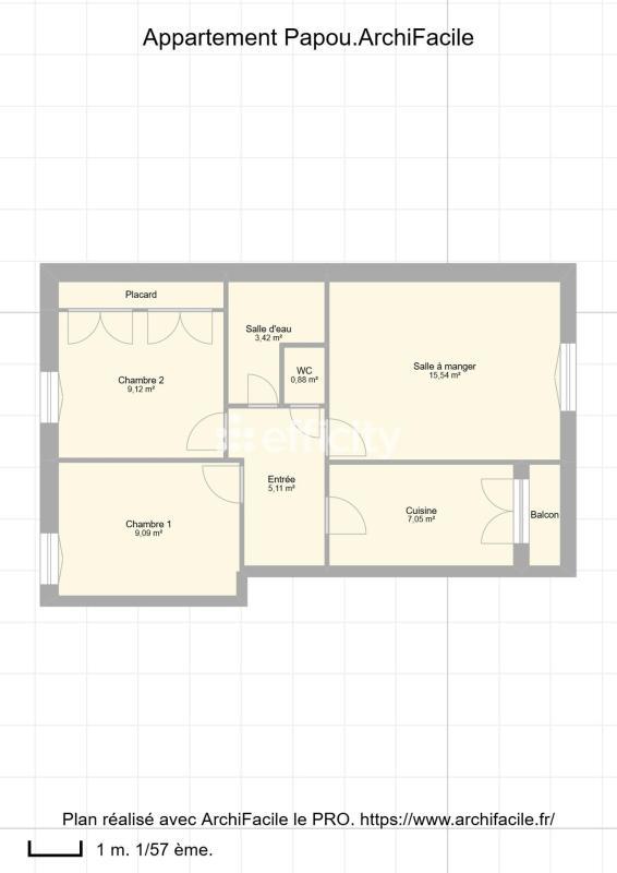 Appartement ancien - 49 m² - 3 pièces