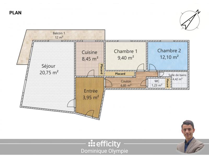 Appartement - 67 m² - 3 pièces