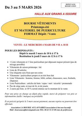 Bourse aux vêtements printemps - été et matériel de puériculture