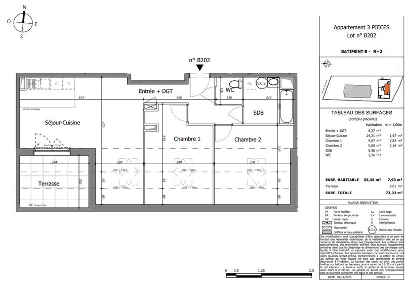 Appartement - 56 m² - 3 pièces