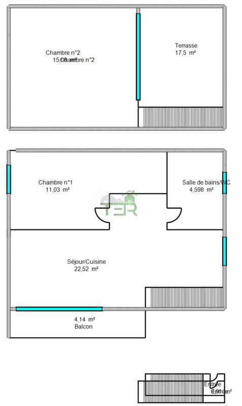 Duplex - 54 m² - 3 pièces