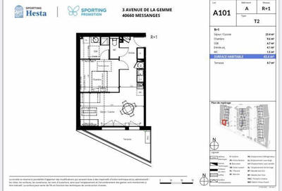 Appartement - 43 m² - 2 pièces