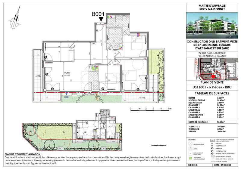 Appartement - 93 m² - 5 pièces
