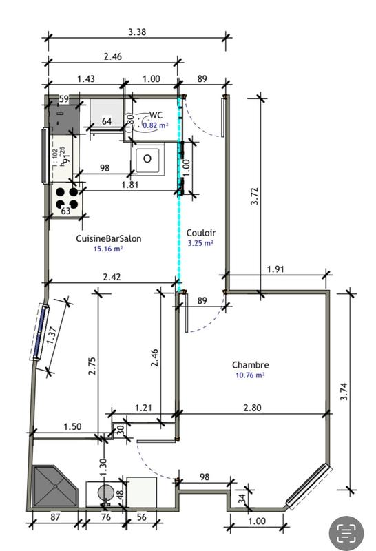 Appartement - 33 m² - 2 pièces