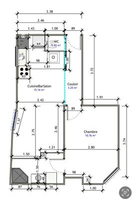 Appartement - 33 m² - 2 pièces
