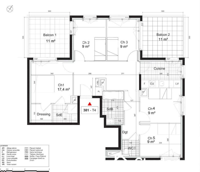 Chambre - 17 m² - 1 pièce