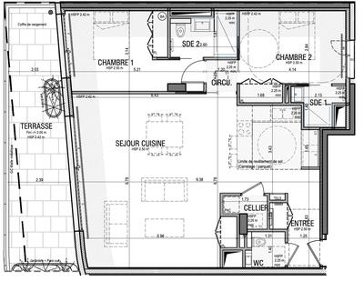 Appartement - 94 m² - 3 pièces