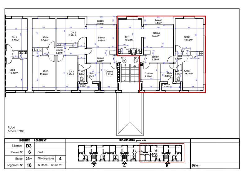 Appartement - 66 m² - 4 pièces