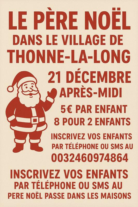 Le Père Noël dans le village de Thonne-La-Long