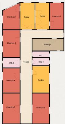 Chambre - 24 m² - 8 pièces