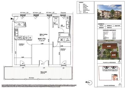 Appartement - 72 m² - 3 pièces