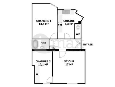 Appartement - 55 m² - 3 pièces