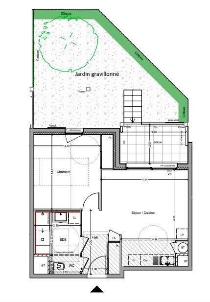 Appartement - 45 m² - 2 pièces