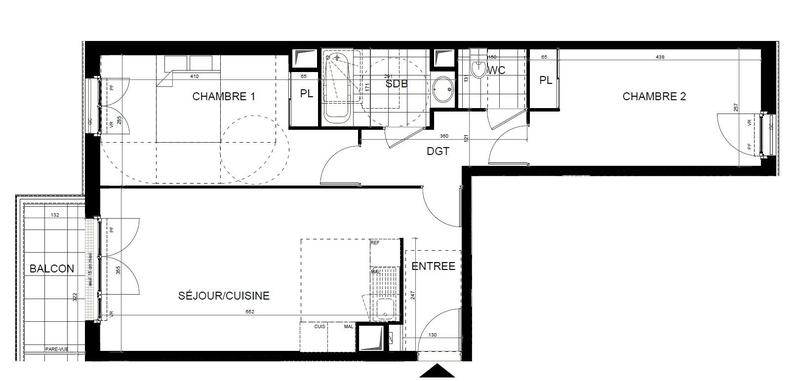 Appartement - 66 m² - 3 pièces