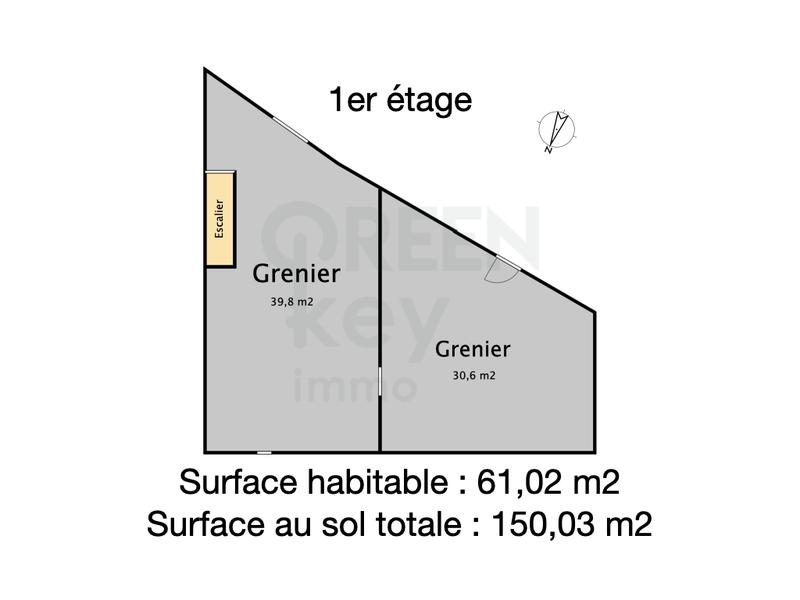Maison - 61 m² - 2 pièces