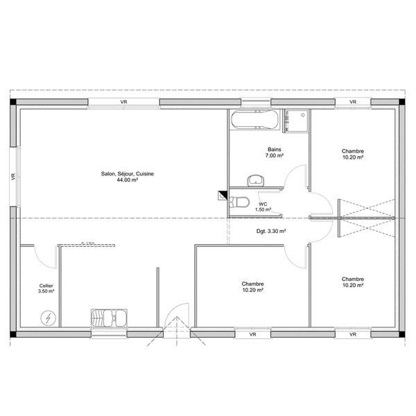 Maison - 90 m² - 4 pièces