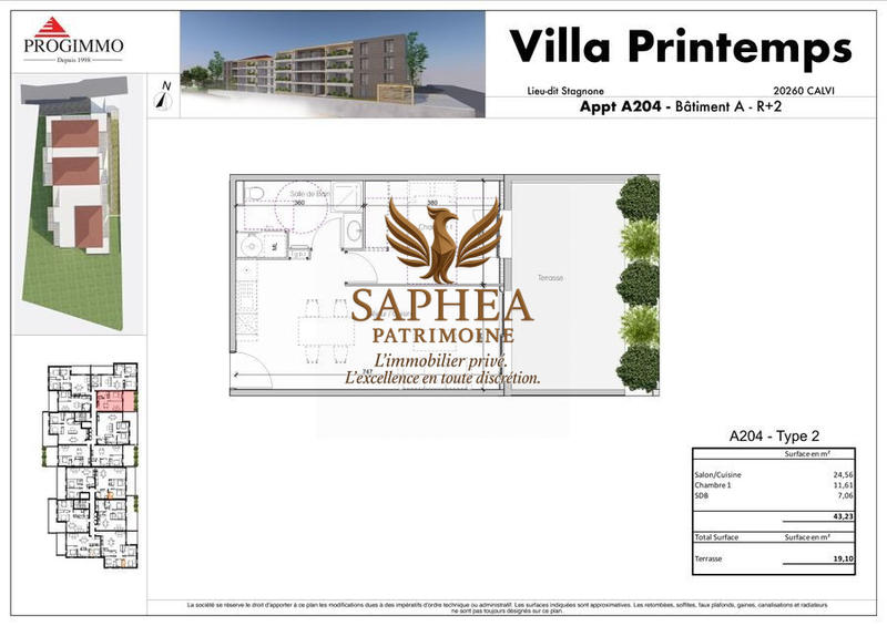 Appartement - 43 m² - 2 pièces